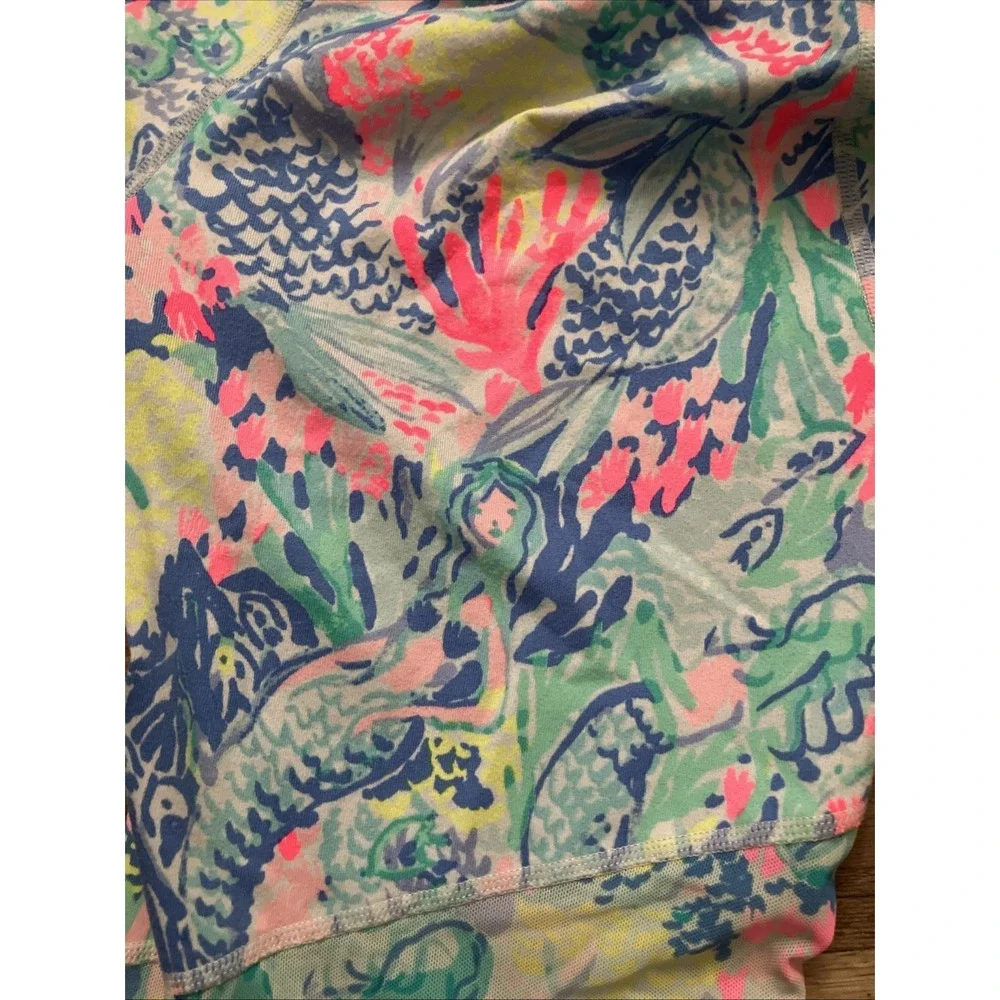 Lilly Pulitzer Lux 002143 Weekender Crop Leggings M Tropical Mermaid Print Mesh